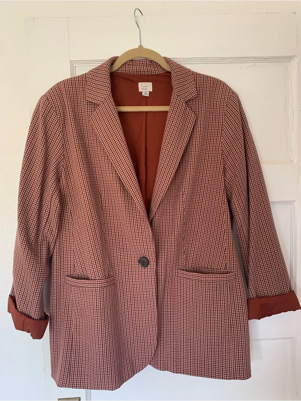 a new day Pink Houndstooth Relaxed Blazer